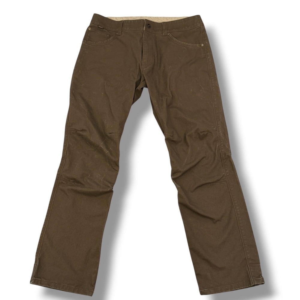 KUHL RYDR Pants Men 34x32 Brown Articulated Knee Vintage Patina Dye Workwear